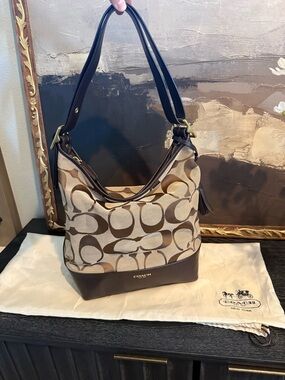 Coach Brown Signature Canvas Shoulder Bag Purse